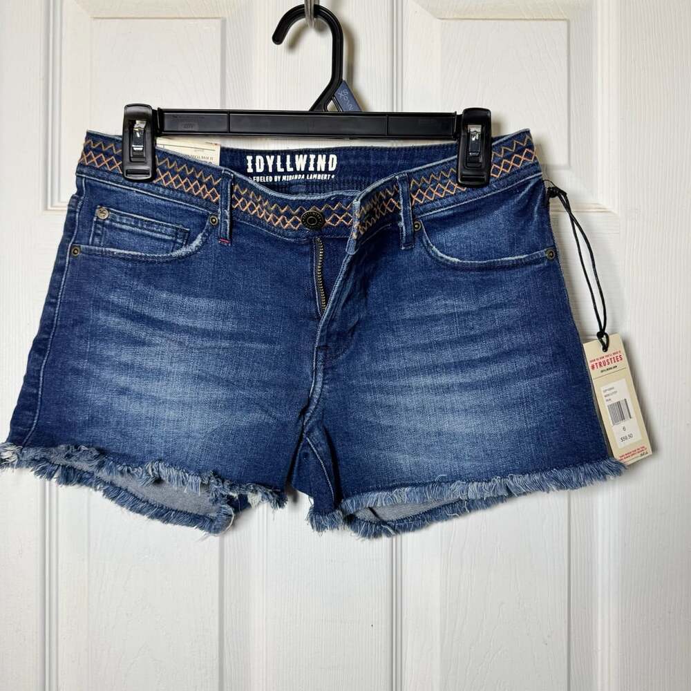 Idyllwind Mom Cutoff Shorts Size 6 Blue Denim